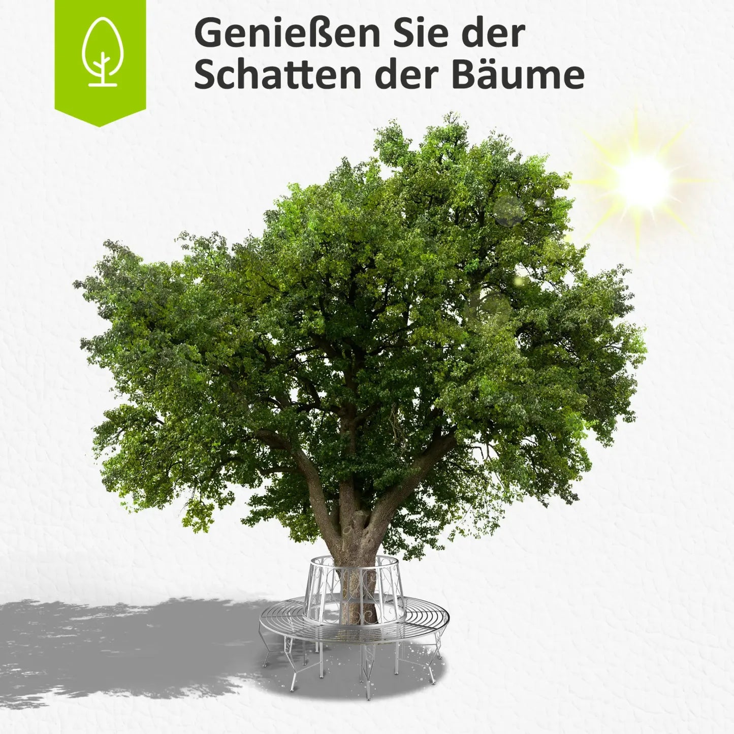 Outsunny Baumbank Rundbank 360° Design große Sitzfläche Metall