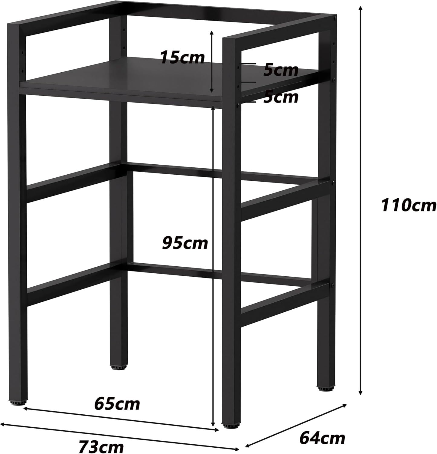 MSFE Regal über Waschmaschine,Höhenverstellbarer Wäschetrocknerständer,Lagerregal über der Waschmaschine, Tragfähigkeit 350 kg,für Waschmaschine und Trockner,73 * 64 * 110cm,Patentiertes Produkt