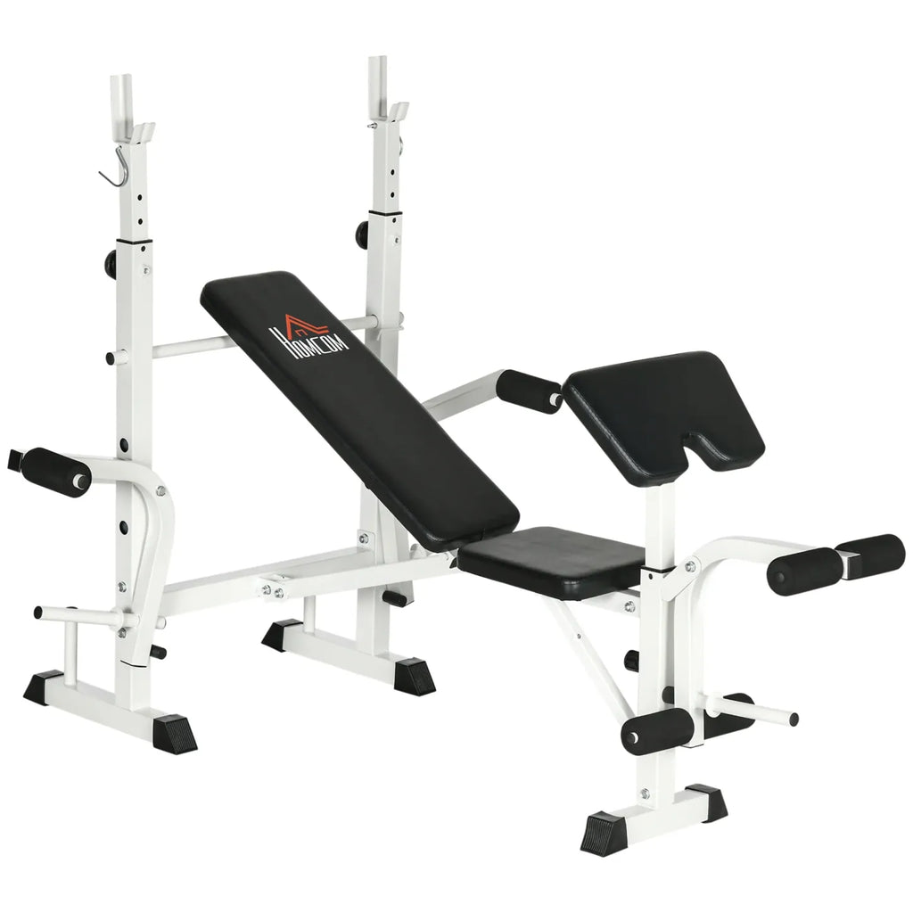 HOMCOM Trainingsbank höhenverstellbar mit Beinpresse und Bizepscurl