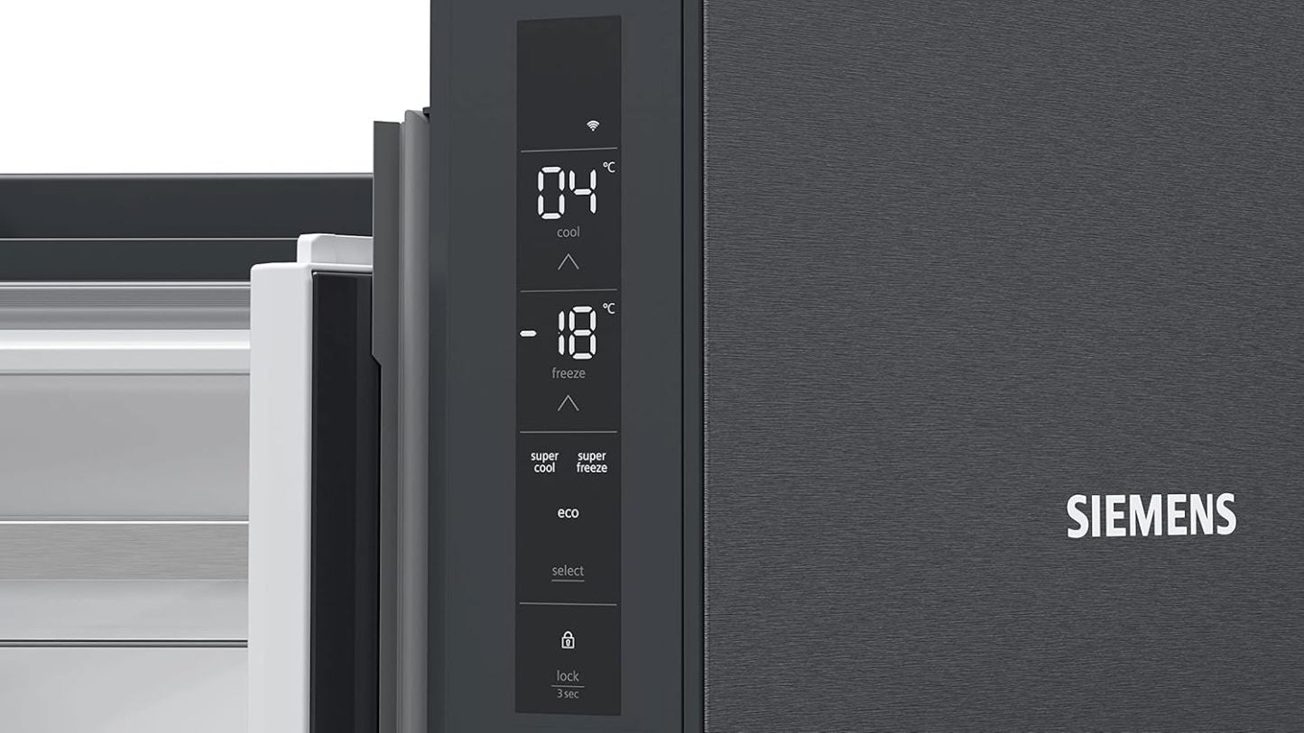 SIEMENS KF96NVPEA iQ300 Multi-Door-Kühlschrank, 183 x 91 cm, 405 L Kühlen & 200 L Gefrieren, hyperFresh längere Frische, noFrost nie wieder abtauen, superCooling schnellere Kühlung