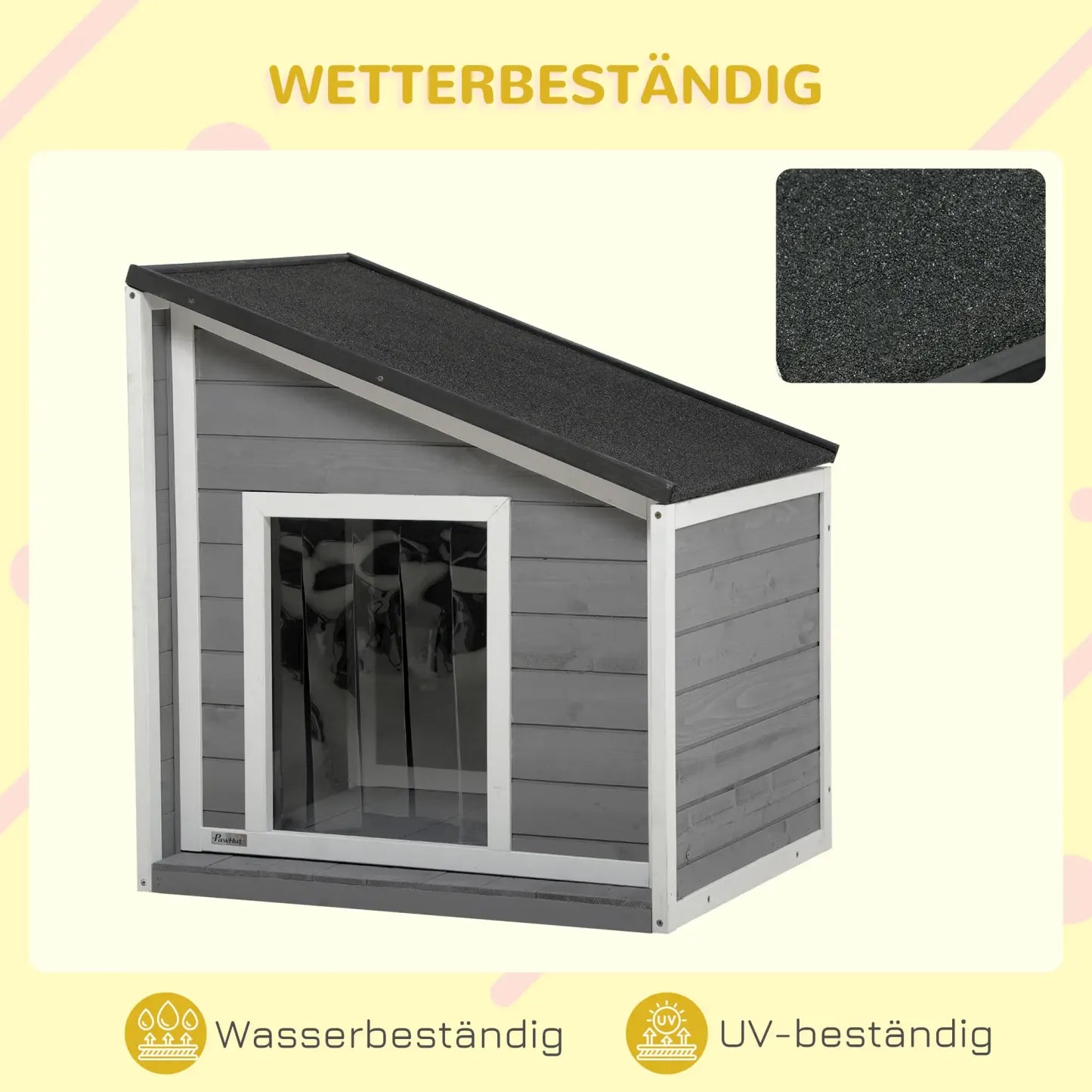 PawHut Hundehütte Outdoor aufklappbares Dach wetterfest Tannenholz