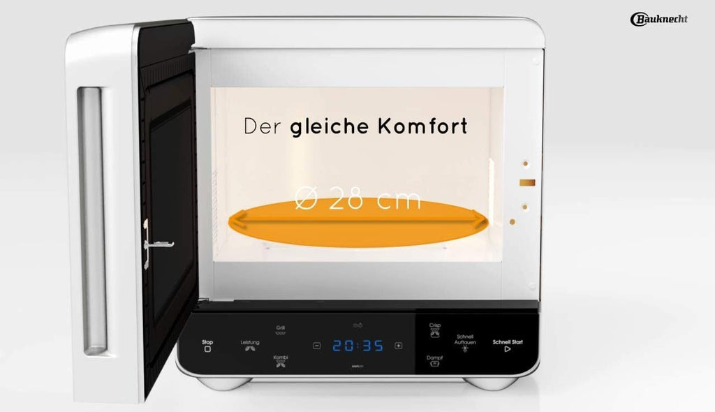 Bauknecht MW 39 WSL / Kombination Grill und Mikrowelle / Crisp Funktion / 700 W / 13 L Garraum / Super-Kompakt Design / Dampfgarfunktion / Schnellauftau-Funktion, Weiß/Silber