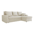 Canapé d'angle en tissu beige avec coussins inclus