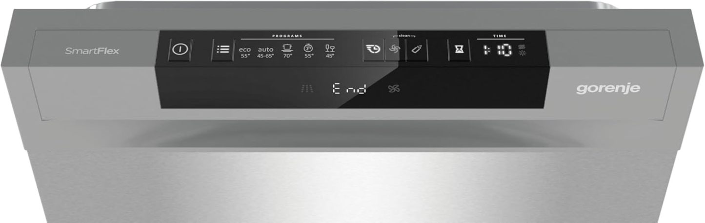 Gorenje GS 541D10 X Freistehender Geschirrspüler / SuperSilent / 11 Maßgedecke / 5 Programme / Programmanzeige / TotalDry / Silber, 45 cm breit