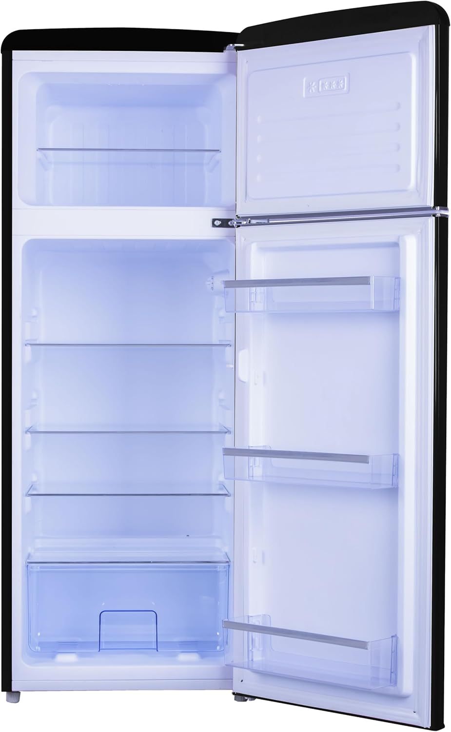 Amica KGC 15632 T Retro Kühl-/Gefrierkombination / Ice Blue (Türkis) / 144cm (H) x 55cm (B) x 62cm (T) / Retro-Design / Kühlschrank mit Gefrierfach