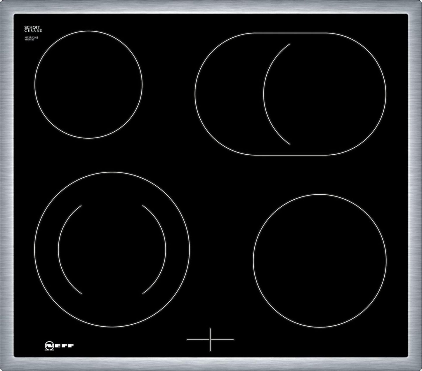 NEFF EDX442, Set bestehend aus E1ECD0AN0, N 30, Einbauherd mit CircoTherm, 60 x 60 cm, Edelstahl und M13R42N2, N 50, herdgesteuertes Elektrokochfeld, 60 cm, Schwarz, mit Rahmen aufliegend