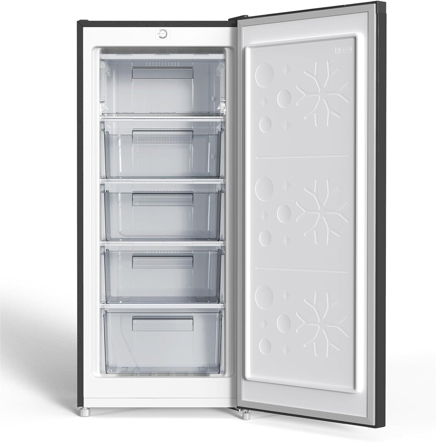 CHiQ FSD166NE4E Gefrierschrank 166 L, No Frost Technologie, Wechselbarer Türanschlag, Schwarzer Edelstahl, 144cm Höhe