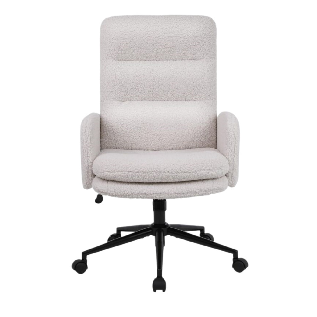 Chaise de bureau ergonomique en tissu doux avec accoudoirs
