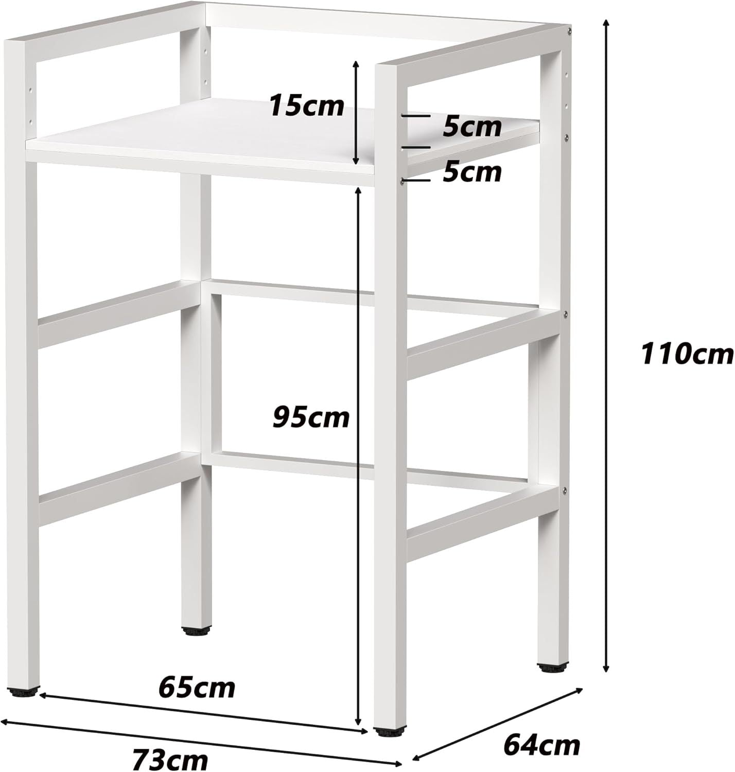 MSFE Regal über Waschmaschine,Höhenverstellbarer Wäschetrocknerständer,Lagerregal über der Waschmaschine, Tragfähigkeit 350 kg,für Waschmaschine und Trockner,73 * 64 * 110cm,Patentiertes Produkt