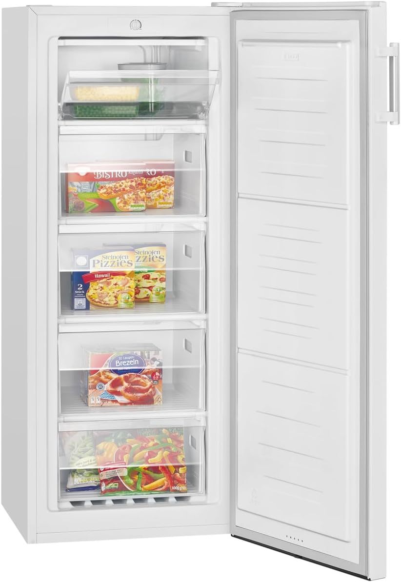 Bomann großer Gefrierschrank freistehend | 165 Liter Nutzinhalt für Lebensmittel | 5 Schubladen | Freezer Eisschrank Froster | wechselbarer Türanschlag inkl. Eiswürfelschale | GS 7317.1 weiß
