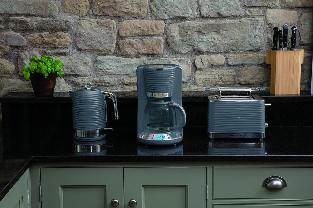 Russell Hobbs Inspire Grey Frühstückset Toaster, Wasserkocher und Kaffeemaschine