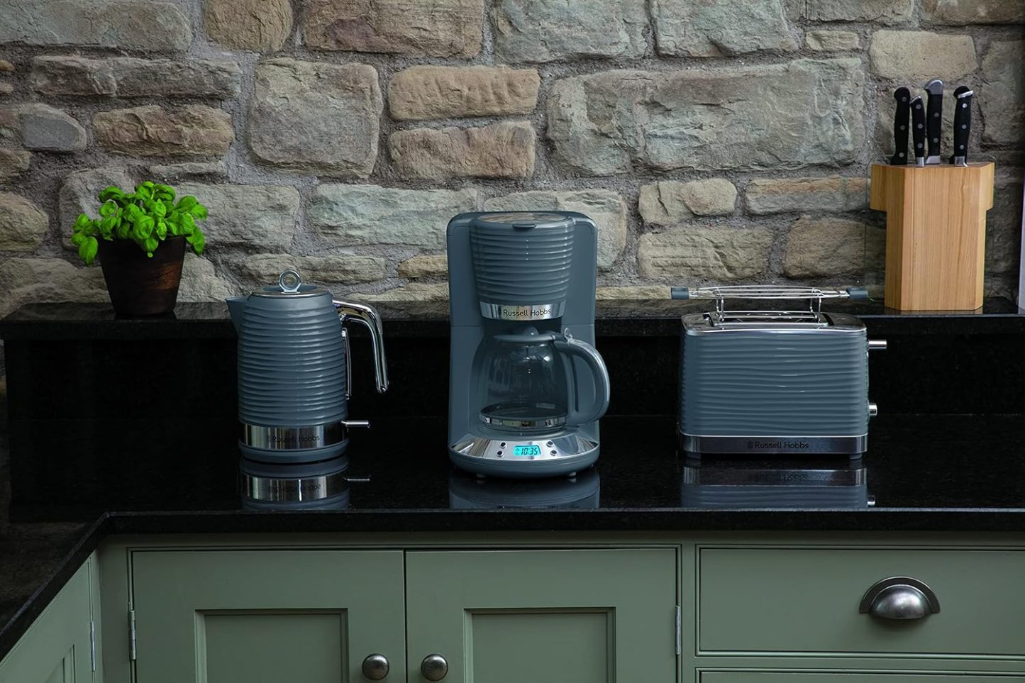 Russell Hobbs Inspire Grey Frühstückset Toaster, Wasserkocher und Kaffeemaschine