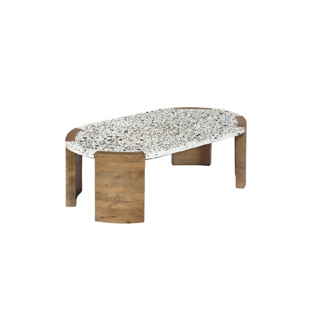 Table basse en marbre et bois au design moderne