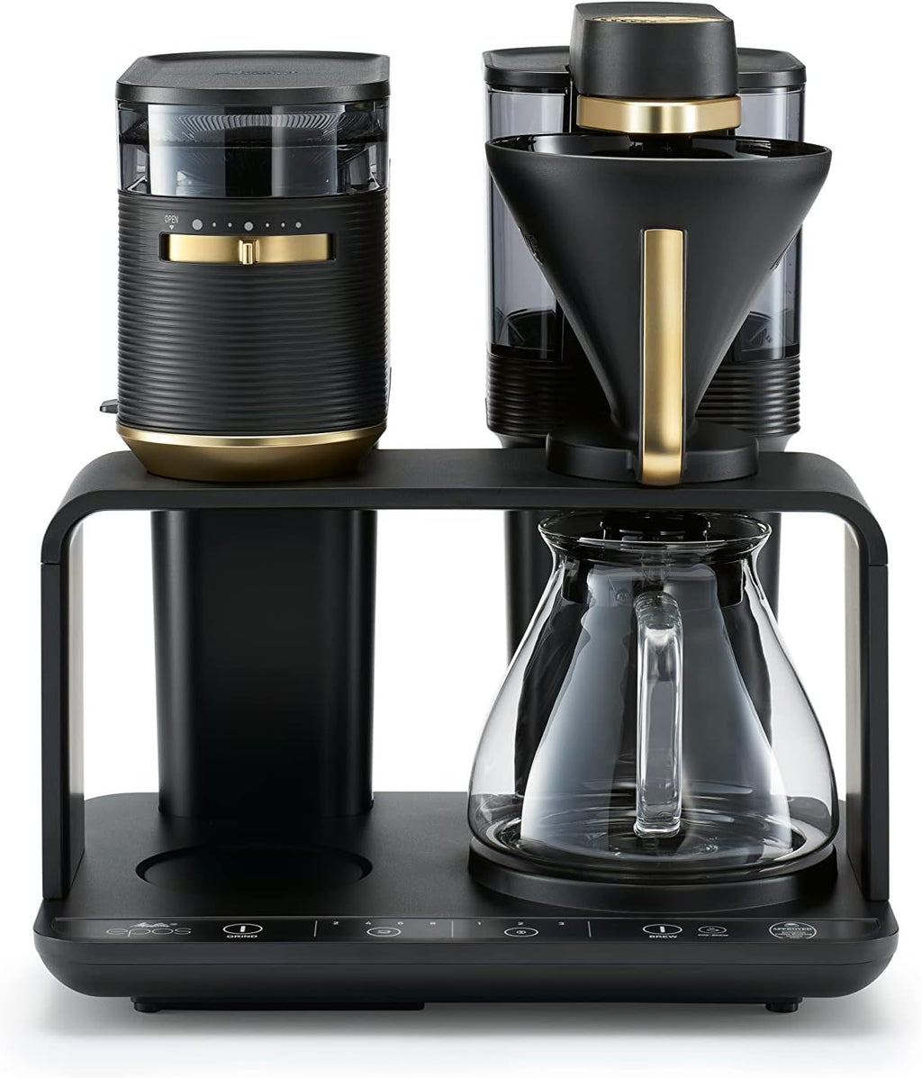 Melitta EPOS Kaffeemaschine mit Mahlwerk, schwarz-silber
