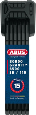ABUS Faltschloss Bordo Granit XPlus 6500 SH mit Halterung - Fahrradschloss aus gehärtetem Stahl - ABUS-Sicherheitslevel 15-110 cm - Schwarz