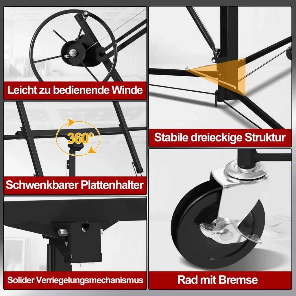 Sonnewelt Plattenheber klappbar 140 cm-350 cm Arbeitshhe Hhenverstellbar 68kg