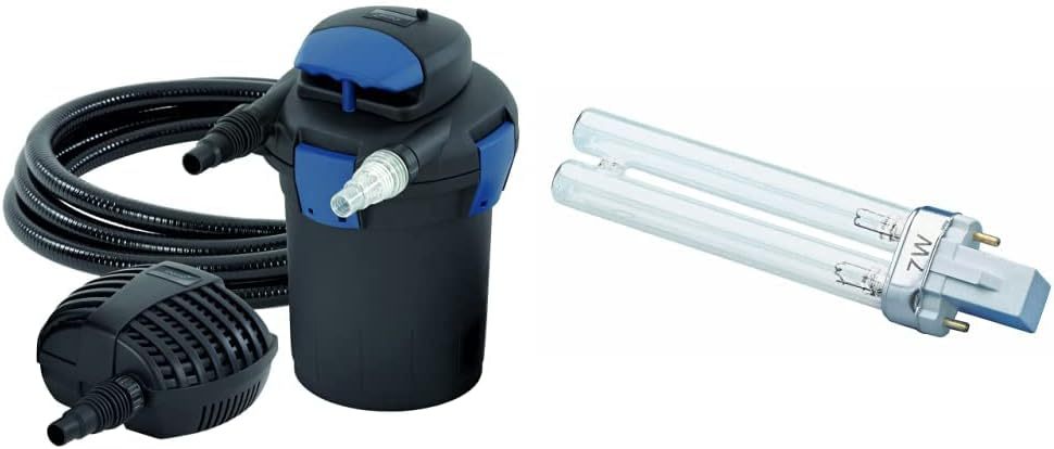 OASE 50499 Druckfilter BioPress Set 4000, Teichfilter Filterset zur effektiven und raschen Algenbekäpfung, Komplettset inkl Filterpumpe und UVC Klärer