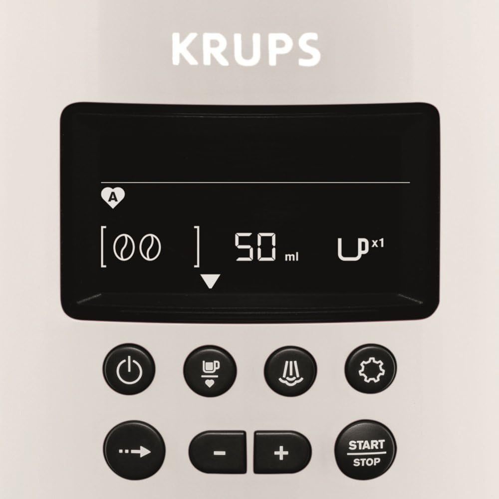 Krups Essential Kaffeevollautomat mit Milchschlauch, 2-Tassen-Funktion, LCD-Display, Einfache Reinigung, Kaffeemaschine, TÜV-Siegel, Schwarz, EA816031