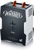 SEVERIN WURSTER, perfekt gebräunte Würstchen auf Knopfdruck in nur 5 Minuten, ohne Zugabe von Fremdfett, inkl. Holzzange, Schwarz, Edelstahl/Kunststoff, WT 5005