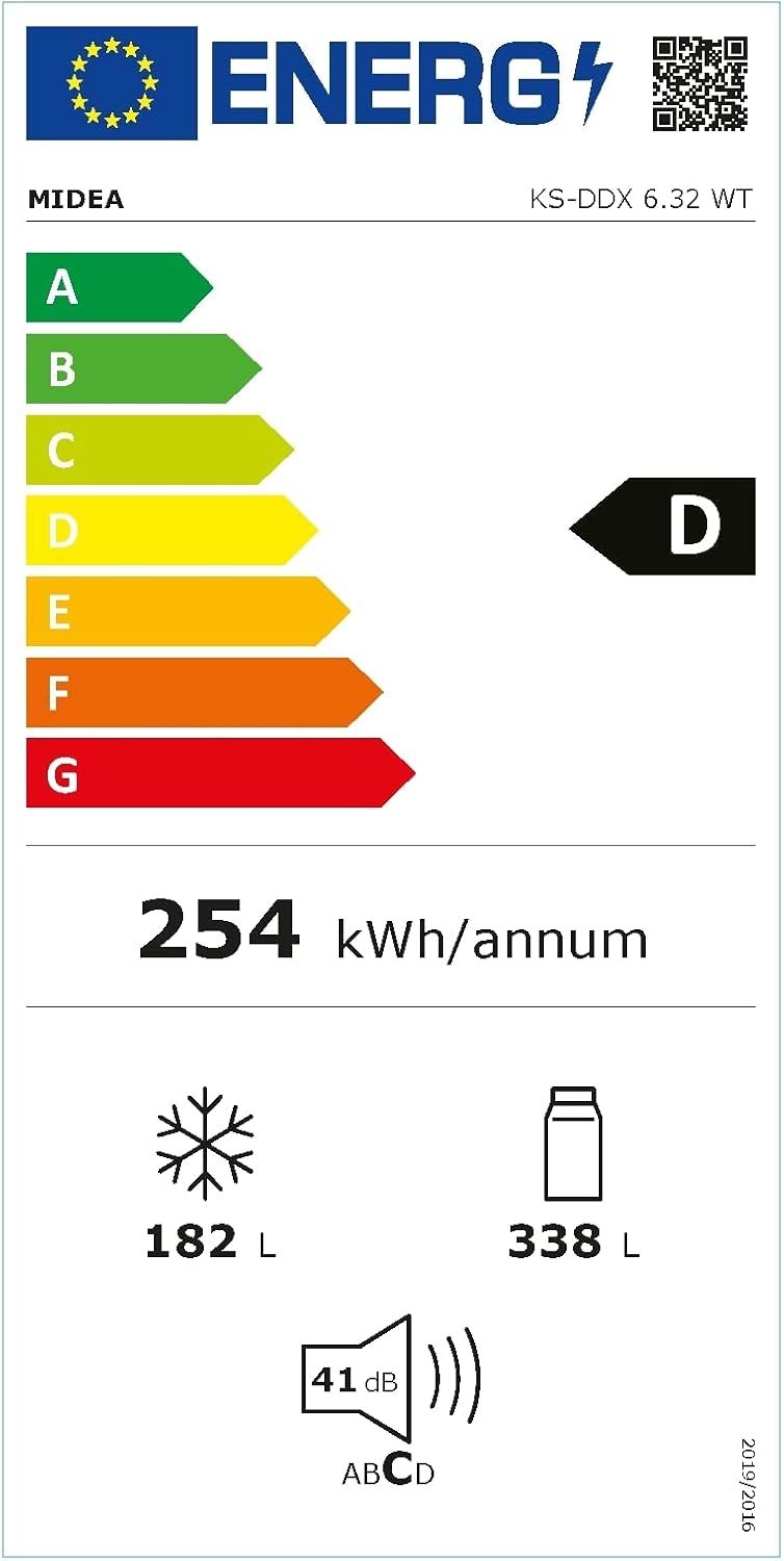 Midea KS-DDX 6.32 WT Side-by-Side Kühl-/Gefrierkombination/ 178,8 cm Hhe/ 254 kWh/Jahr/No Frost/Dual Inverter Compressor/mit 3in1 Wasser-/Eisspender und Wassertank, Dark Inox