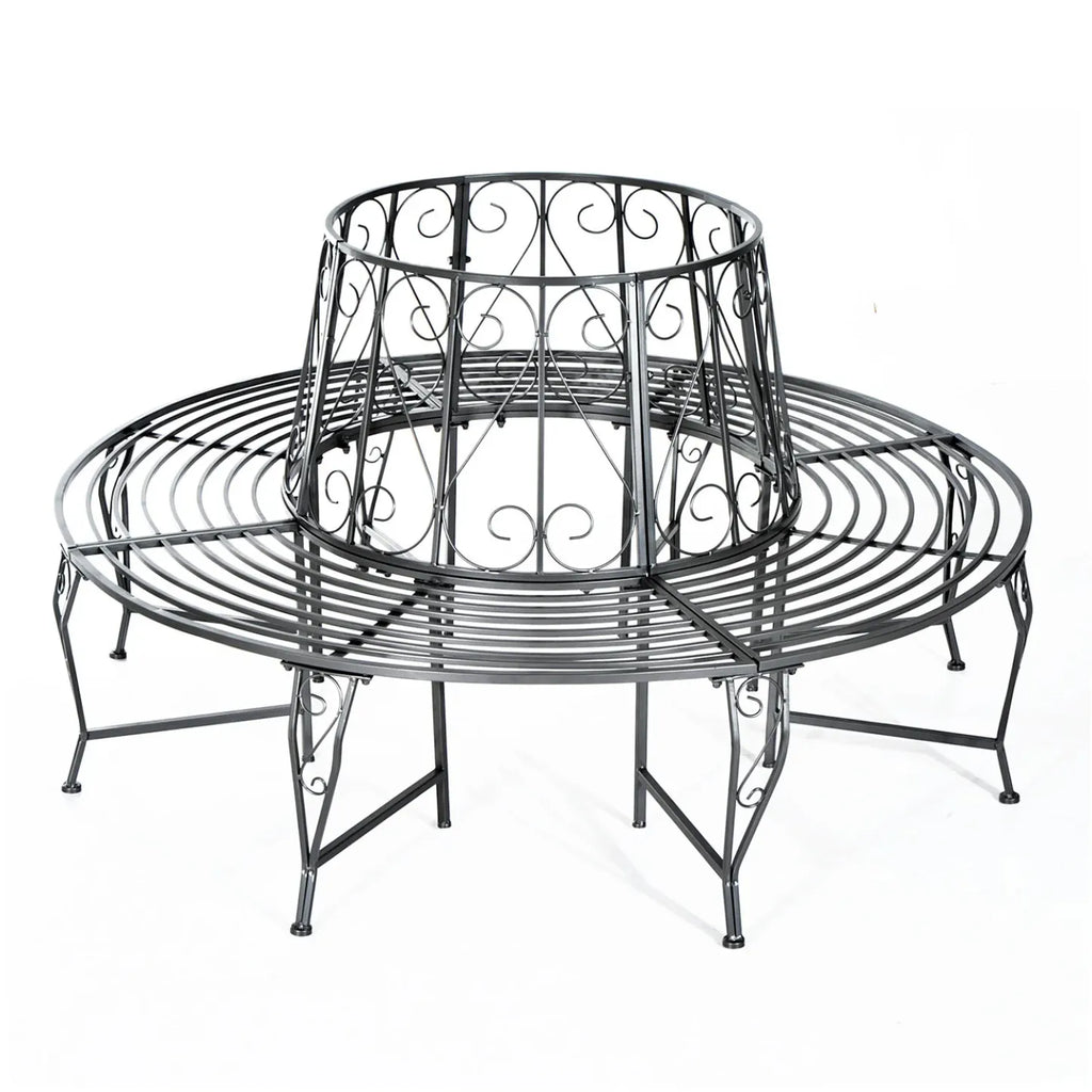 Outsunny Baumbank Rundbank 360° Design große Sitzfläche Metall