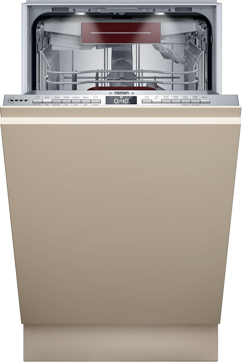 NEFF S157YCX03E, N 70, Smarter Geschirrspüler Vollintegriert, 60 cm, Besteckschublade, Made in Germany, Zeolith-Trocknung, besonders leise Spülmaschine, höhenverstellbarer Oberkorb, starker Sprühdruck