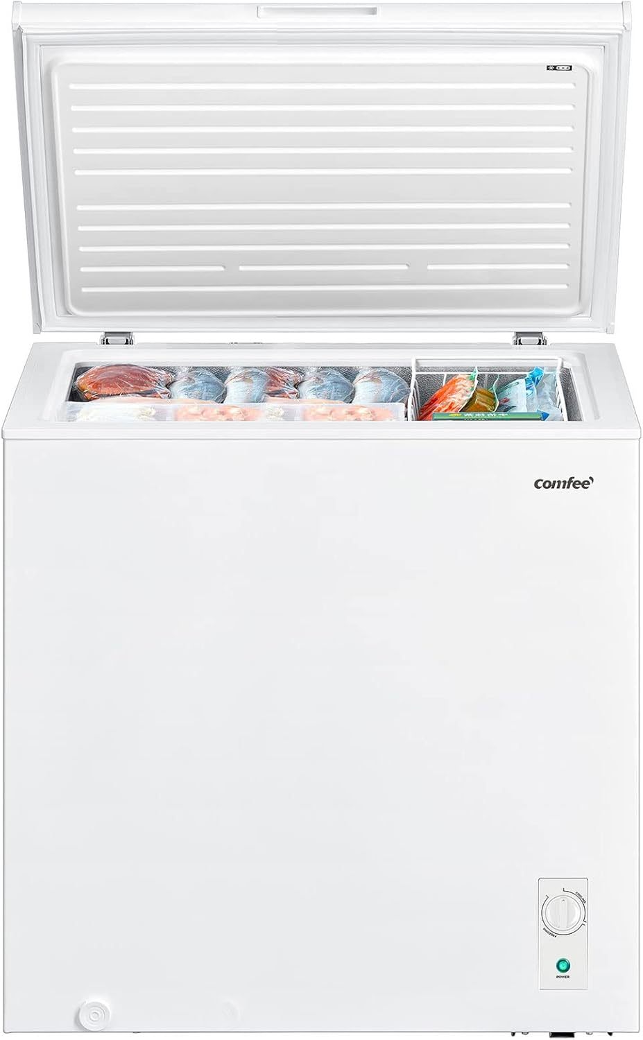 Comfee RCC100WH2(E) Gefriertruhe/169 kWh/Jahr/85cm hoch/99L/38dB/Geringe Lautstärke/Hoch effizientesD-förmigesRohr/Geeignet für verschiedene Einsatzszenarien/Einstellbarer Temperaturregler/Weiß