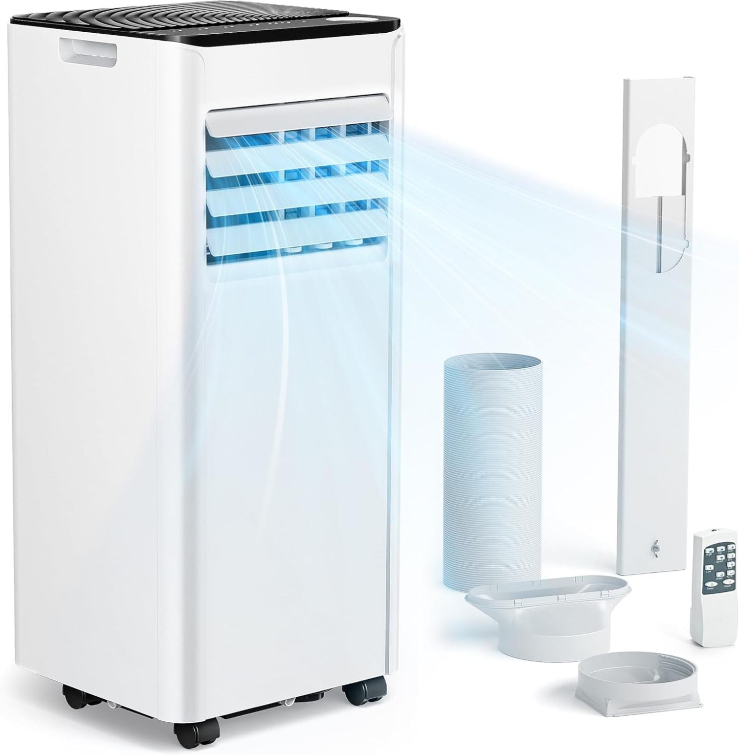 Mobile Klimaanlage 9000 BTU mit Abluftschlauch | 4-in-1 Mobiles Klimagerät | Leiser Betrieb