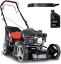 Scheppach Benzin Rasenmäher MS150-42 - 3,5PS | Schnittbreite 42cm | Radantrieb | Stahlgehäuse | Reinigungsfunktion | Mulchfunktion | 45 Liter Fangkorb | Höhenverstellung in 7 Stufen (25-75mm)