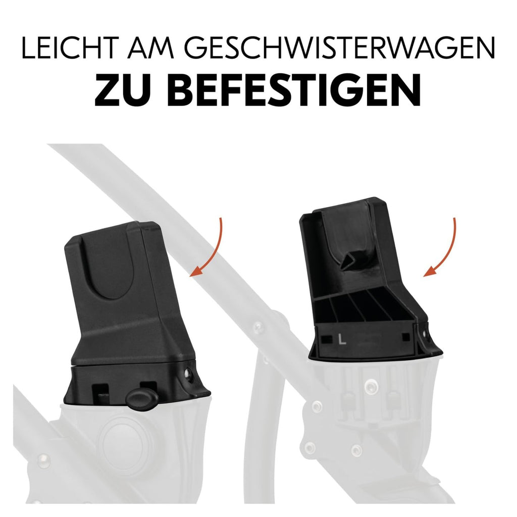 hauck Duett 2 Geschwisterwagen inkl. Regenschutz für Kinder bis je 15 kg, Hauptsitz umbaubar zur Babywanne ab Geburt mit Liegeposition, Zweitsitz Abnehmbar, Höhenverstellbar (Black Forest)