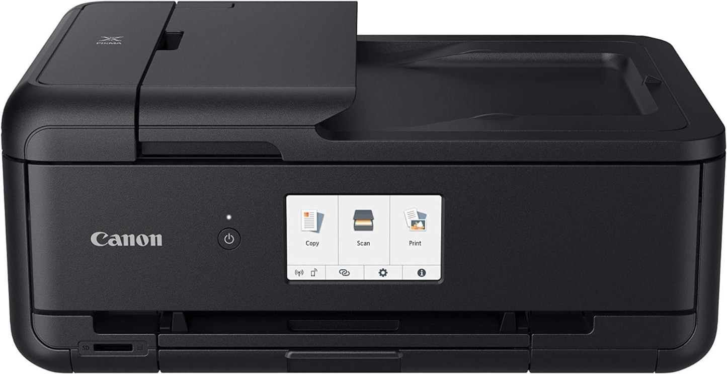 Canon PIXMA TS9550 Drucker Farbtintenstrahl Multifunktionsgerät DIN A4 A3 (Drucker A3, Scanner, Kopierer, 5 separate Tinten, WLAN, LAN, Print App, 2 Papierzuführungen, Duplexdruck) schwarz