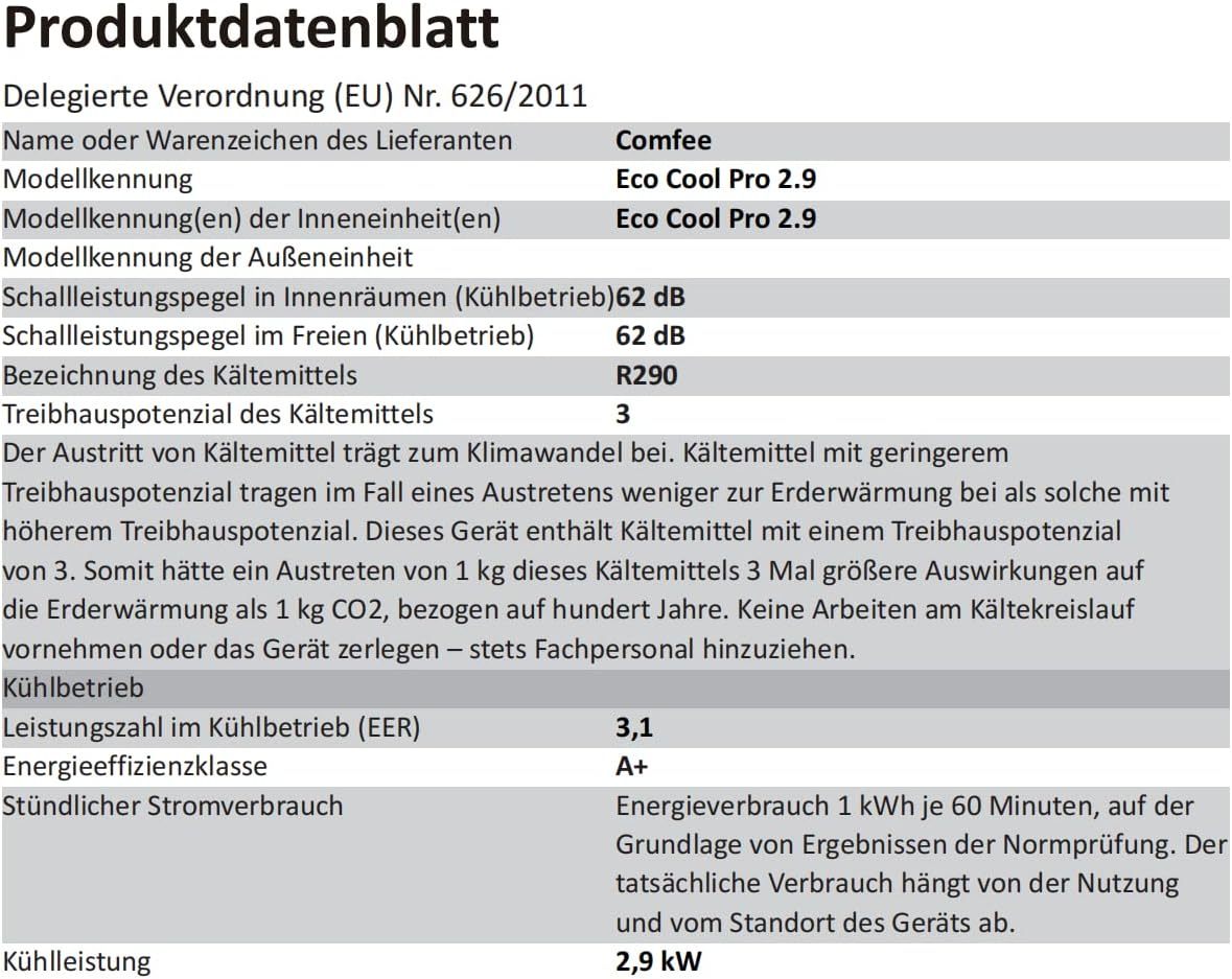 Comfee Mobiles Klimagert Easy Cool 2.0, 7000 BTU 2,0kW, Kühlen&Ventilieren&Entfeuchten, Raumgre bis 68m(25㎡), APP-Steuerung/Alexa/Google Home/IFTTT, Mobile Klimaanlage mit Abluftschlauch