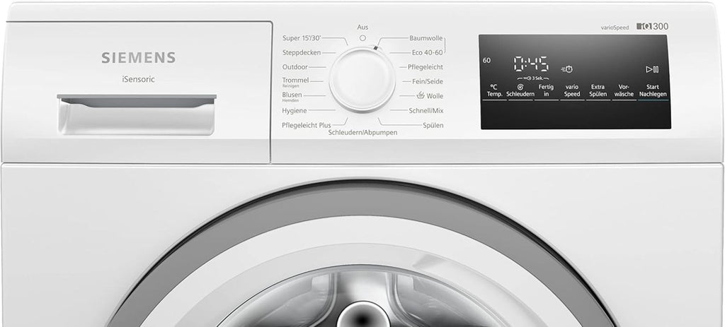 Siemens WM14N223 Waschmaschine iQ300, Frontlader mit 7kg Fassungsvermgen, 1400 UpM, speedPack L, LED-Display,Outdoor-Programm, Wei, 60cm