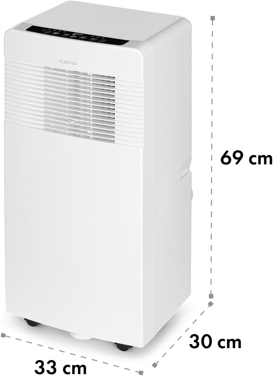 Klarstein Mobile Klimaanlage mit Abluftschlauch, 3-in-1 Klimagerät mit Ventilator, Luftentfeuchter & Nachtmodus, Kleine & Portable Klimaanlage für Wohnung & Büro, 12000 BTU Niedrig Verbrauch
