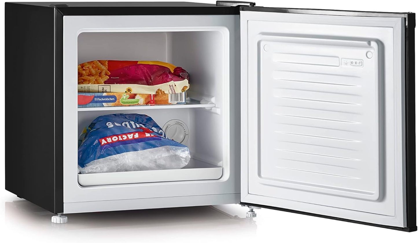 SEVERIN Retro Mini Kühl-/Gefrierbox (31 l), Gefrierschrank klein, Minikühlschrank mit flexibler Temperaturregelung, Tischkühlschrank, schwarz, GB 8880