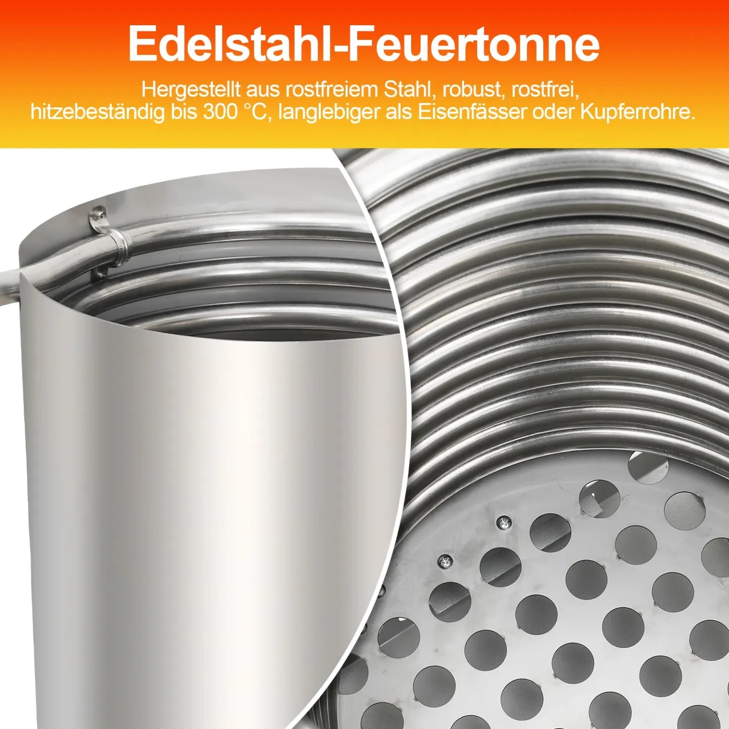 Sonnewelt Poolheizung Feuertonne mit Heizspirale Edelstahl
