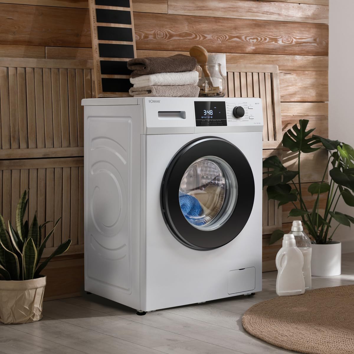 Bomann® Waschmaschine 10kg | max. 1400 U/min | 10 Jahre Motor-Garantie | effizienter, leiser & langlebiger Invertermotor | 15 Programme | Endzeitvorwahl | LED-Display | Washing Machine WA 7110