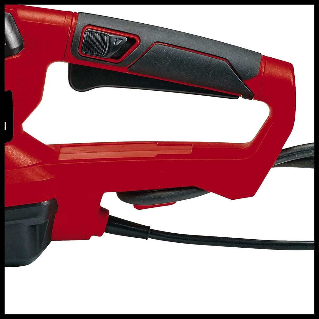 Einhell Elektro-Heckenschere GE-EH 7067 (700 W, Messer aus  geschnittenem u. diamantgeschliffenem Stahl, Metallgetriebe, Stoschutz, inkl. Kcher)