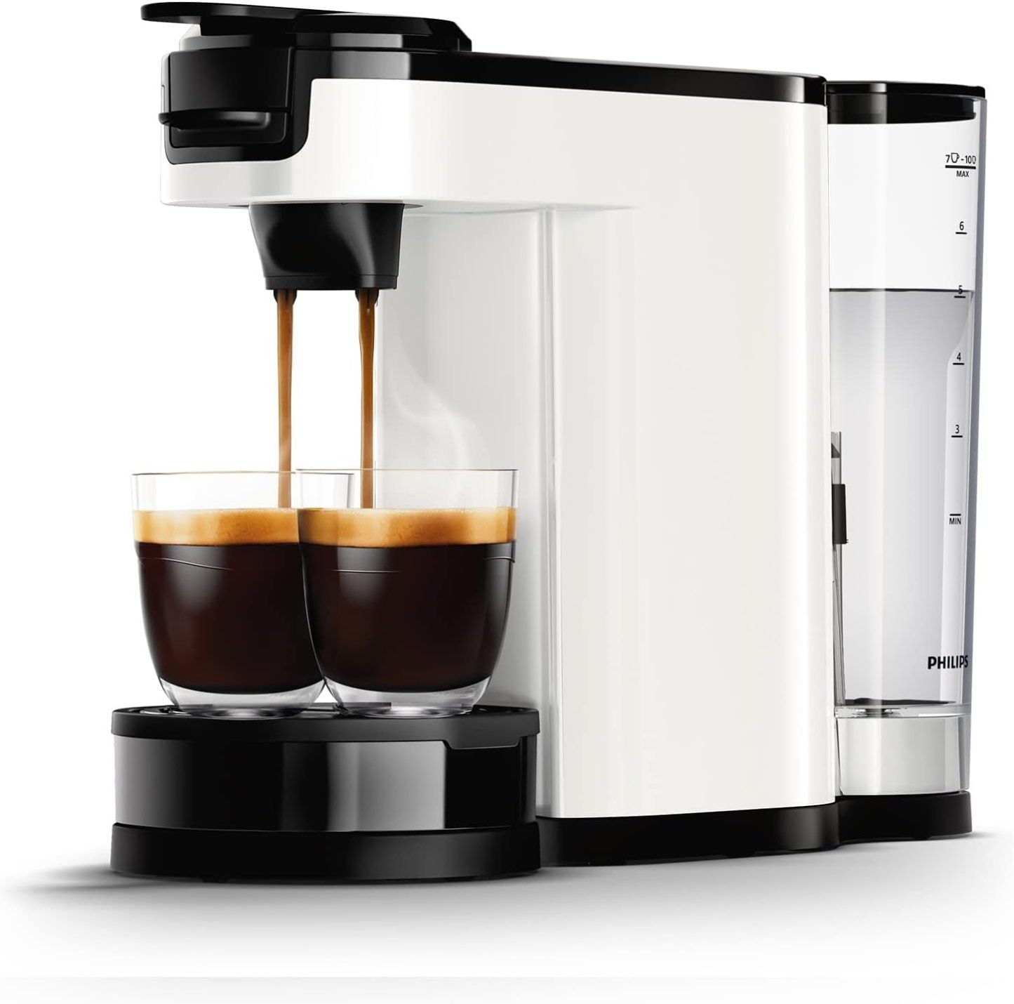 Philips Senseo Switch Pad- und Filterkaffeemaschine, 2-in-1-Brühtechnologie, 1-Liter-Wasserbehlter, 7 Tassen in einem Durchgang, Klavierlackschwarz (HD6592/64)