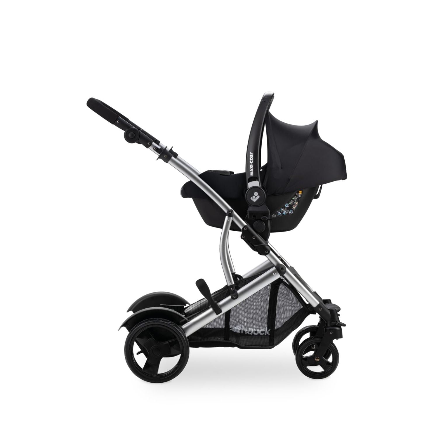 hauck Duett 2 Geschwisterwagen inkl. Regenschutz für Kinder bis je 15 kg, Hauptsitz umbaubar zur Babywanne ab Geburt mit Liegeposition, Zweitsitz Abnehmbar, Höhenverstellbar (Black Forest)