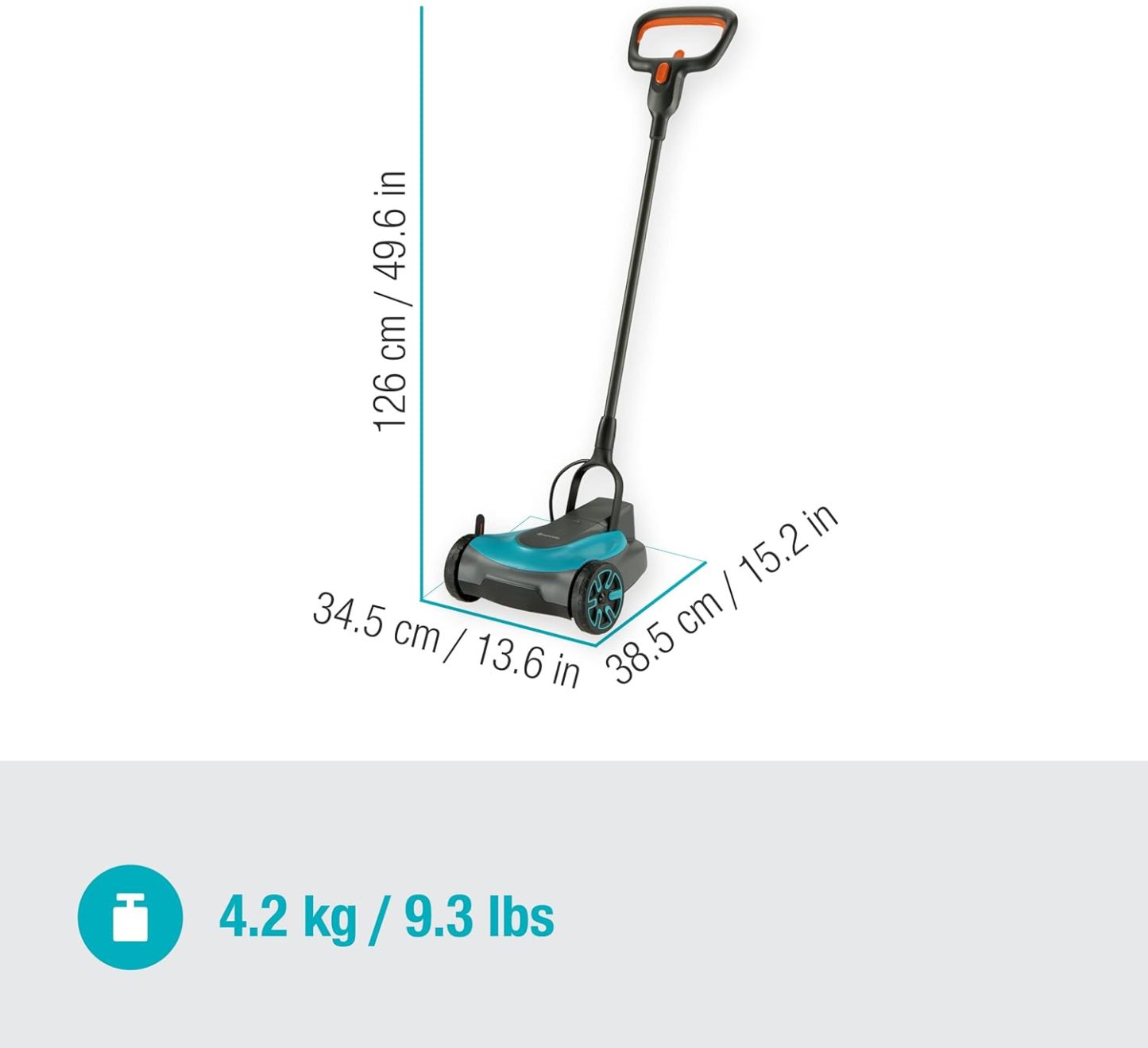 Gardena Akku-Rasenmäher HandyMower 22/18V P4A Ready-To-Use Set: Handrasenmäher, für Rasenflächen bis zu 50 m², Schnitthöhenverstellbar, inkl. 18V P4A Akku (14620-20)