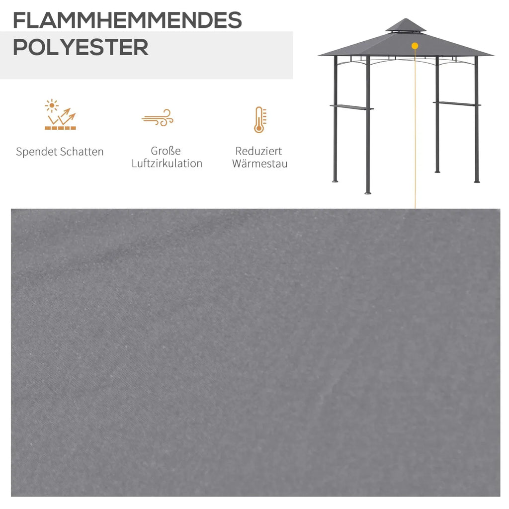Outsunny Grillpavillon 245x148 cm mit Doppeldach Grau