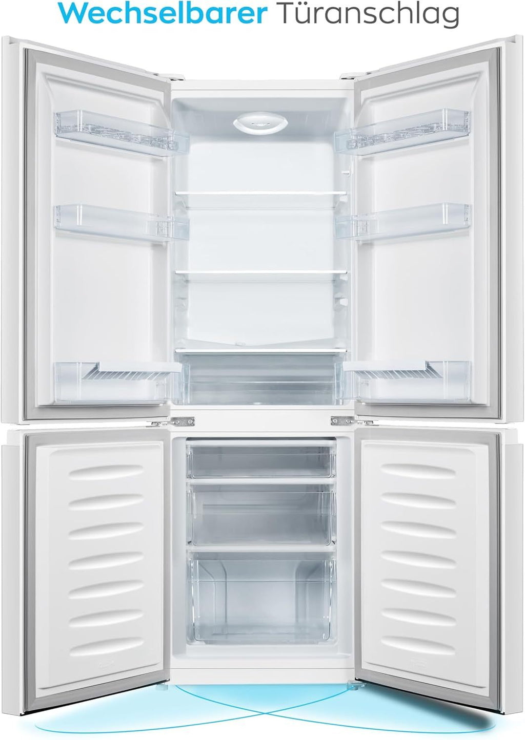 Heinrichs Fridge Freezer Combination 175 Litres, Cooling Volume 122 L, Freezer 53 L, LED Interior Lighting, Fridge Door Hinge, Changeable, Quiet 39 dB, Large Freezer Boxes, 7 Temperature Levels, inox