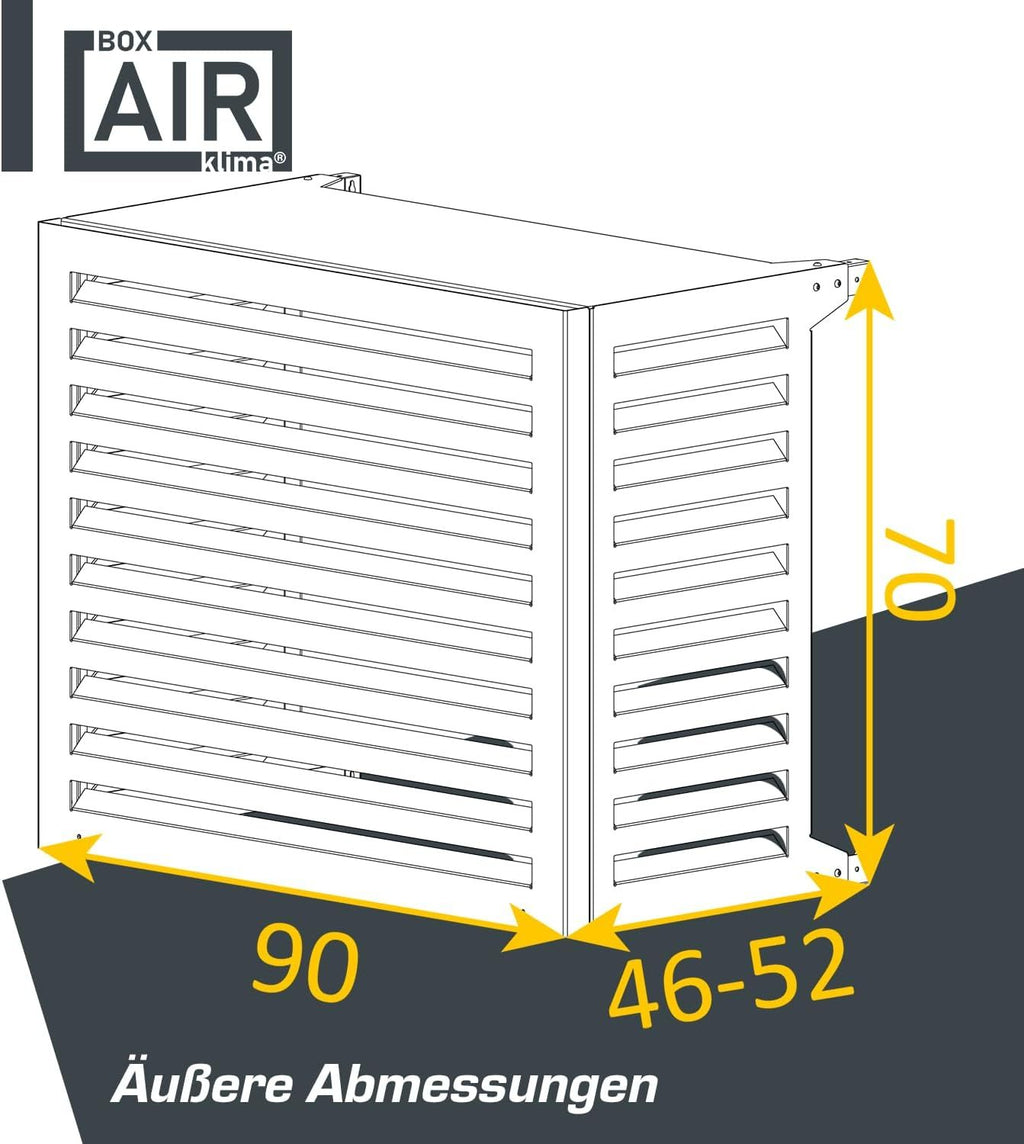 Box Air Klima Abdeckung - Schallschutzhaube Wärmepumpe Schutzgitter - Verkleidung Klimaanlage Außengerät - Für Klimaanlagen und Wärmepumpen - Robuste Schutzabdeckung