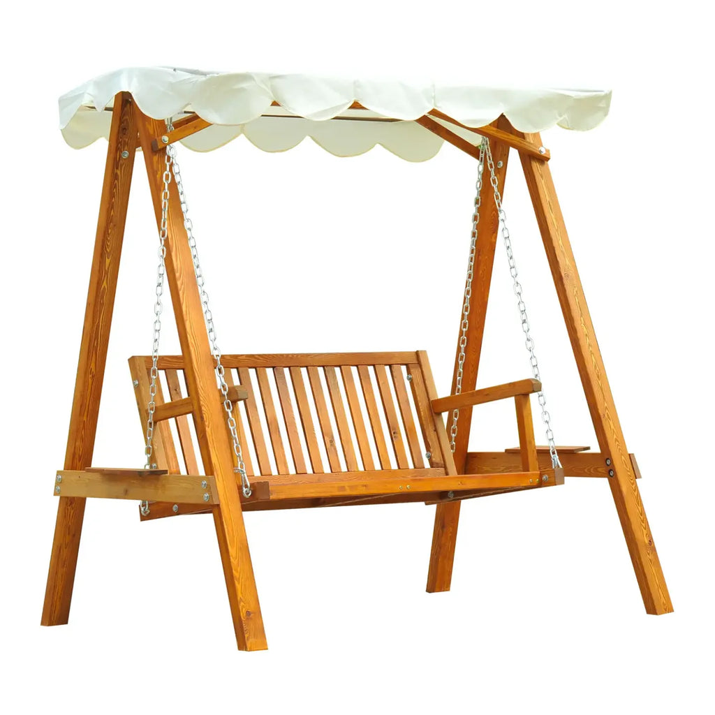 Outsunny Hollywoodschaukel Gartenschaukel 2-Sitzer mit Sonnendach Lärche