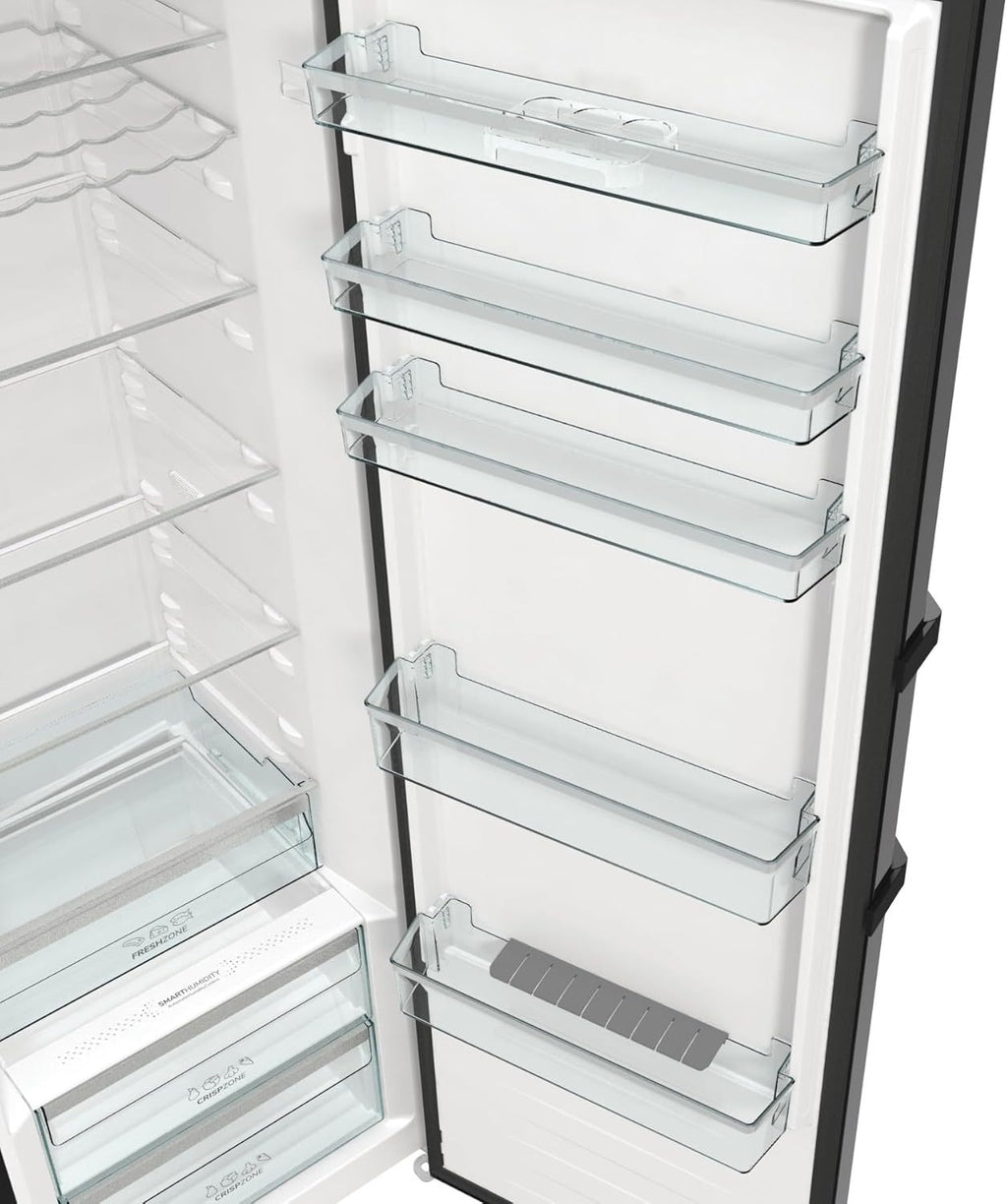 Gorenje R 619 DAXL6 Kühlschrank/AdaptTech/FreshZone/Schnellkühlfunktion/Umluft-Kühlsystem/LED Display / 398l / 185cm / EEK D/Edelstahl