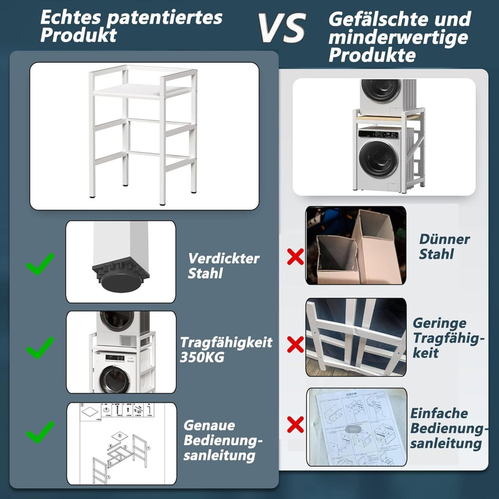 MSFE Regal über Waschmaschine,Höhenverstellbarer Wäschetrocknerständer,Lagerregal über der Waschmaschine, Tragfähigkeit 350 kg,für Waschmaschine und Trockner,73 * 64 * 110cm,Patentiertes Produkt