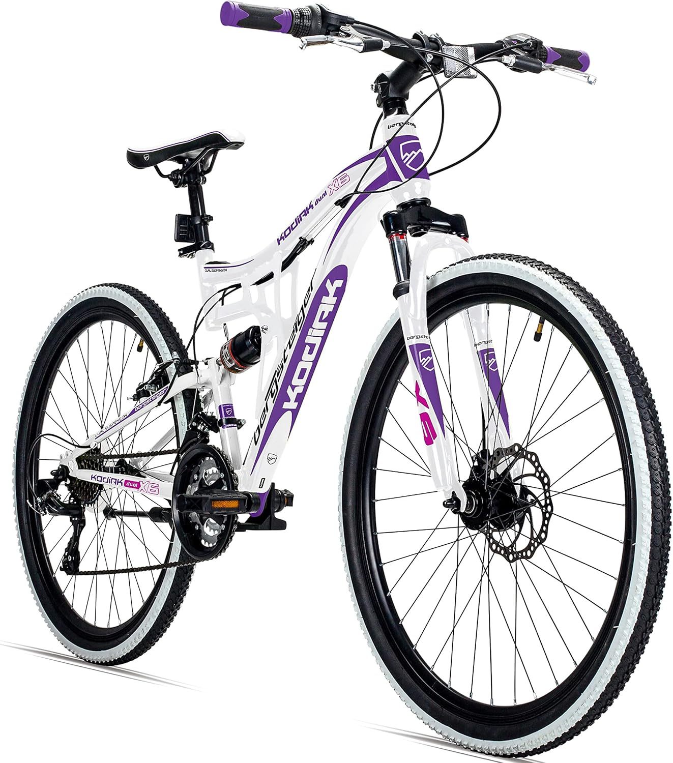 Bergsteiger Kodiak 26 Zoll, 29 Zoll Mountainbike, Scheibenbremse, Shimano 21 Gang-Schaltung, Vollfederung, Fully MTB für Jungen, Mädchen, Damen & Herren