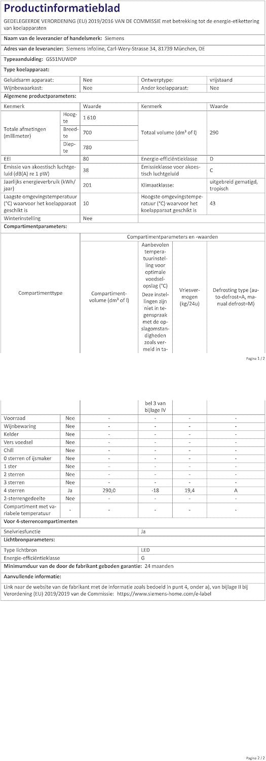 Siemens GS54NAWCV iQ500 Gefrierschrank, 176 x 70 cm, 327 L, noFrost nie wieder abtauen, bigBox Platz für großes Gefriergut, varioZone flexible Glas-und Schubladen, Weiß