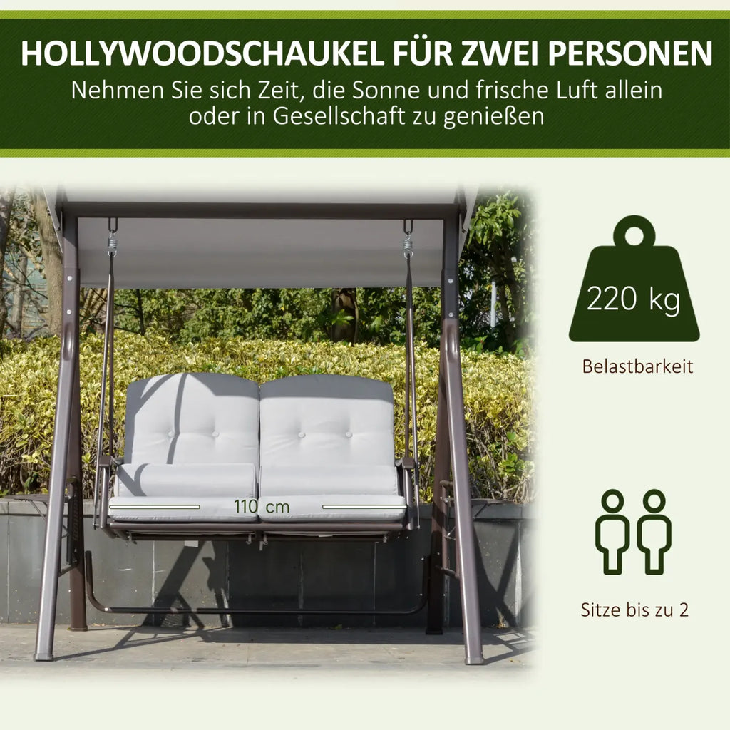Outsunny Hollywoodschaukel 3-Sitzer mit Sonnendach und Ablagen
